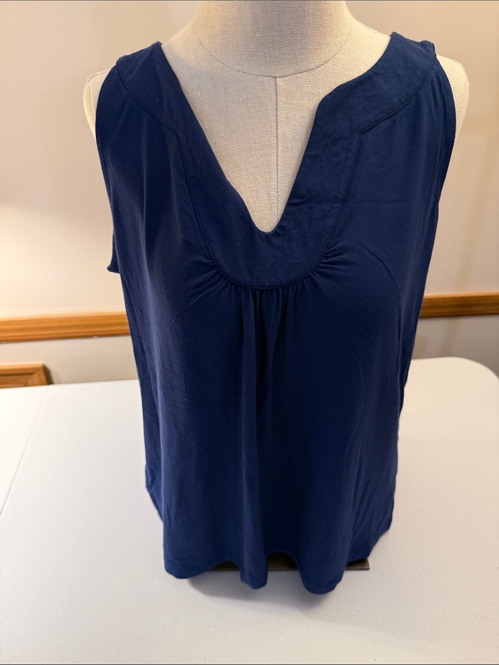Talbots Navy Sleeveless V-Notch Tank